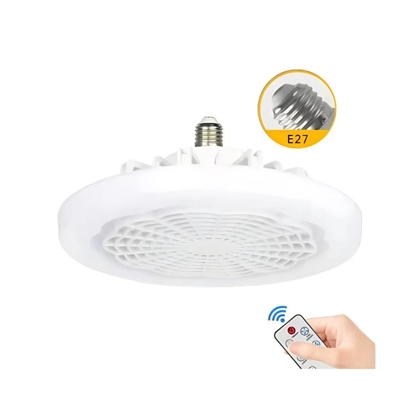 Lâmpada LED com Ventilador De Teto -  Controle Remoto, 3 velocidades e 3 ambiências de iluminação (normal, frio e quente)