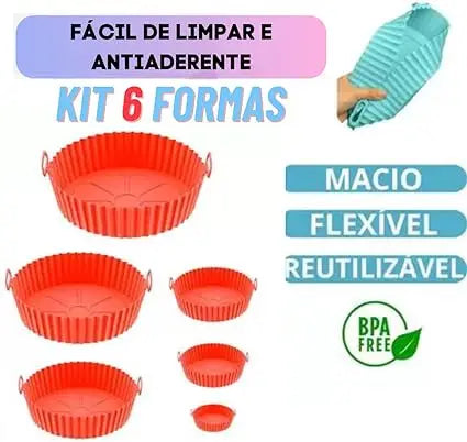 Kit 6 Capas Protetoras de AirFryer de Silicone - Redondas, Praticidade na Cozinha - Com tamanhos diferentes para se adequar a sua necessidade imediata