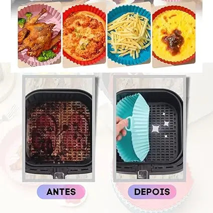 Kit 6 Capas Protetoras de AirFryer de Silicone - Redondas, Praticidade na Cozinha - Com tamanhos diferentes para se adequar a sua necessidade imediata