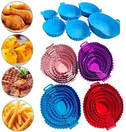 Kit 6 Capas Protetoras de AirFryer de Silicone - Redondas, Praticidade na Cozinha - Com tamanhos diferentes para se adequar a sua necessidade imediata