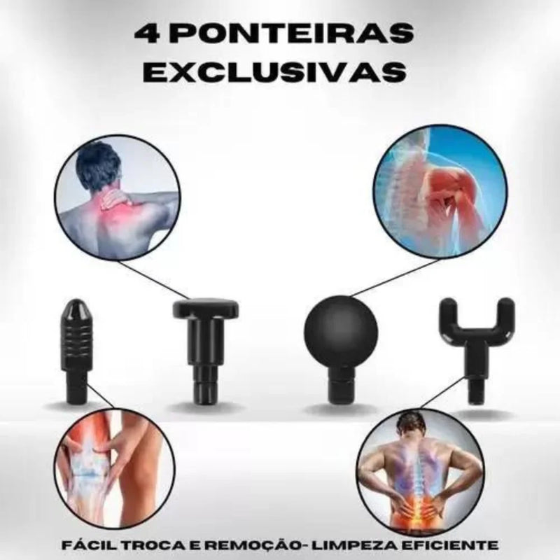 Pistola Massageadora Muscular Elétrica Profissional 6 Velocidades PS-208