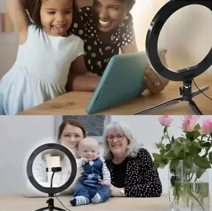 Lâmpada Anular - Ideal Vídeo Pessoal e Maquiagem, Tripé De Mesa, Suporte Para Celular