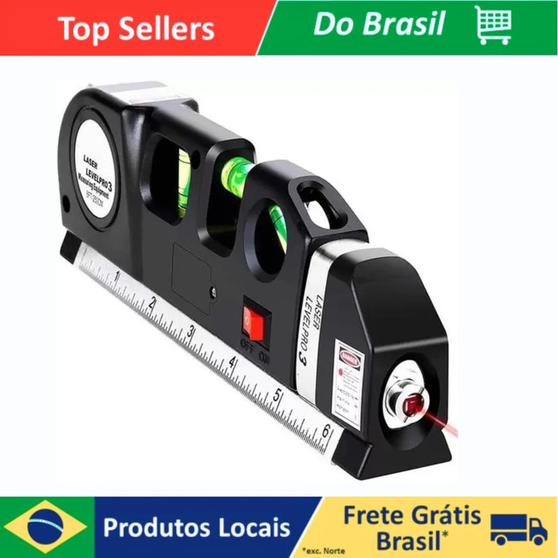 Nível  a Laser com Trena - Ferramenta Profissional  Nível Pro 3