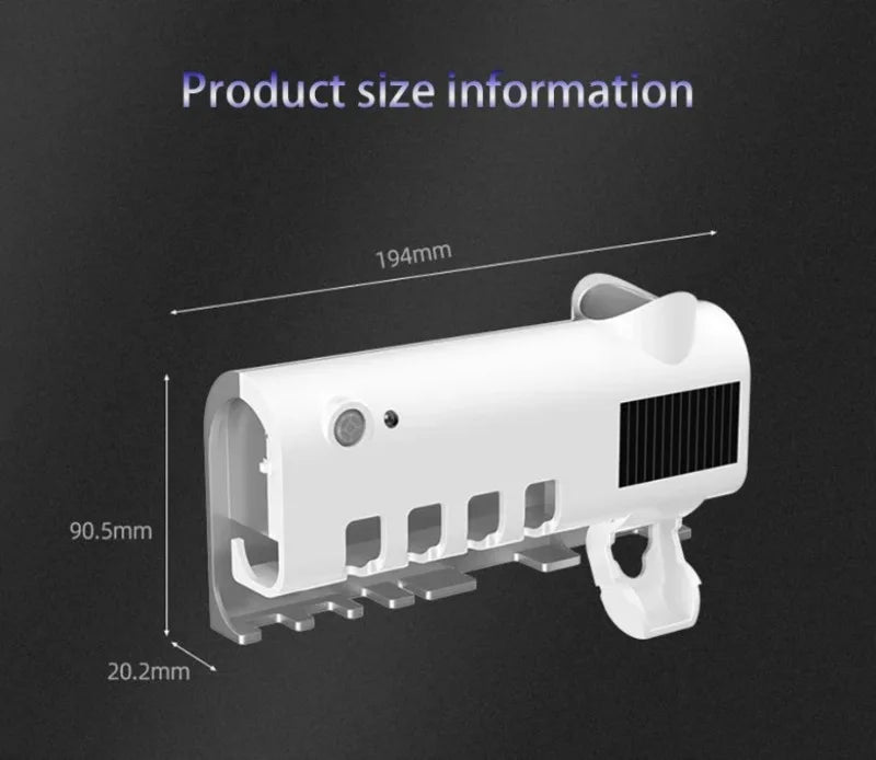 Suporte para Escovas e Pasta de dentes UV - Recarregável, Esterilização UV, Economia e Praticidade