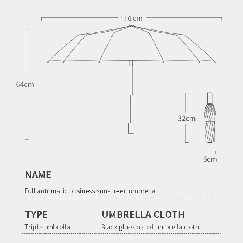 Guarda-chuva automático com proteção UV, anti-tempestade, dobrável, tamanho grande, engrenagem de chuva reversa, guarda-sol super forte, garantia de 2 anos, 24 ossos