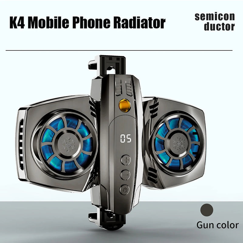 K4-Cooler para Celulares - Semicondutor, Turbo, Cooler Duplo, Dissipador de calor potente para iPhone, Samsung, Xiaomi (Redmi - Poco) e outros similares