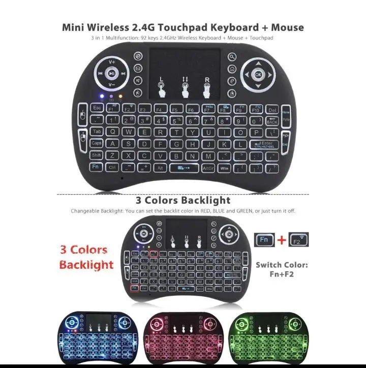 Mini Teclado USB Sem Fio Com TouchPad