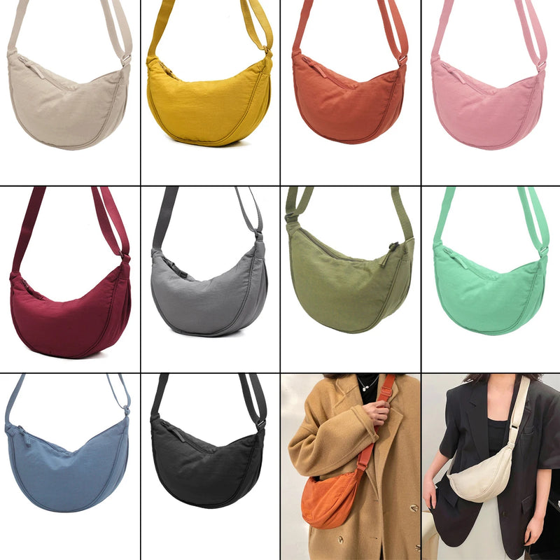 Bolsa de Ombro Feminina- Nylon Hobos - Grande Capacidade - Meia Lua - Ideal para Viagens