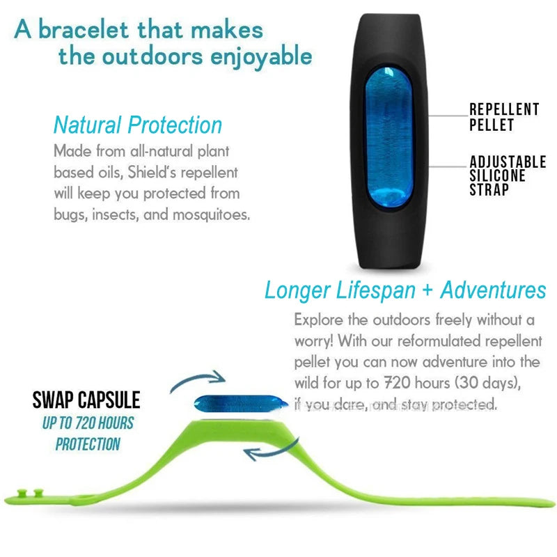 Pulseira Anti-mosquitos para crianças e adultos - Repelente, Impermeável, Ajustável, em silicone