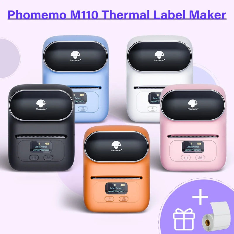 Impressora Phomemo M110 - Label, Térmica, Sem Fio, Portátil, Bluetooth - Imprime Adesivos, Mini, Código de Barras, Label Maker