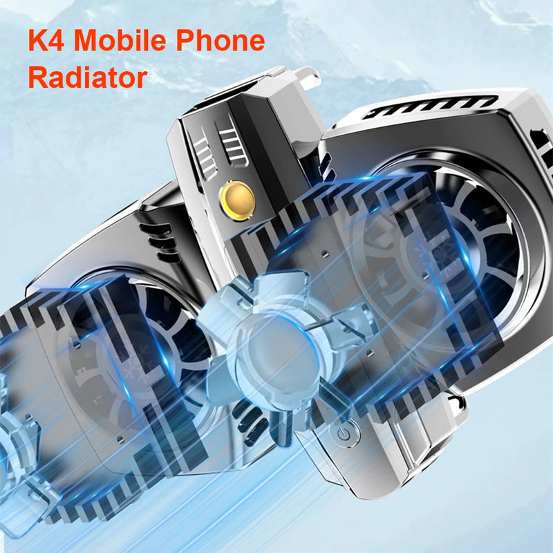 K4-Cooler para Celulares - Semicondutor, Turbo, Cooler Duplo, Dissipador de calor potente para iPhone, Samsung, Xiaomi (Redmi - Poco) e outros similares