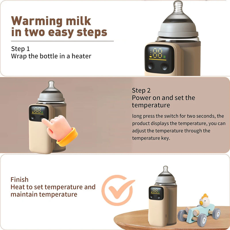 Aquecedor de Mamadeira Portátil Recarregável com Controle de Temperatura