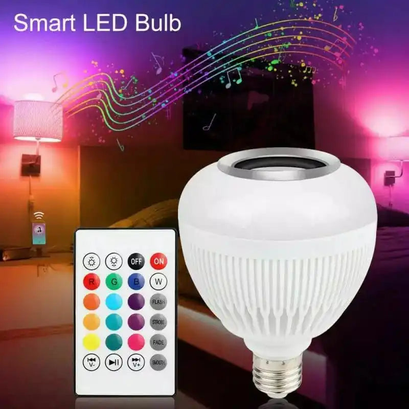 Lâmpada Led Colorida RGB - Com Controle Remoto e Bluetooth e Alto-Falante Surround 3D embutido .